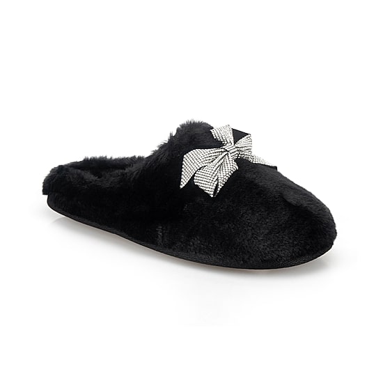 JS Jessica Simpson Rhinestone Bow Womens Clog Slippers