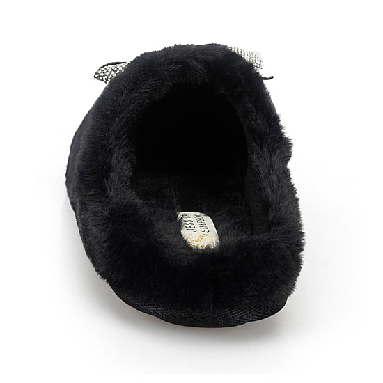 JS Jessica Simpson Rhinestone Bow Womens Clog Slippers
