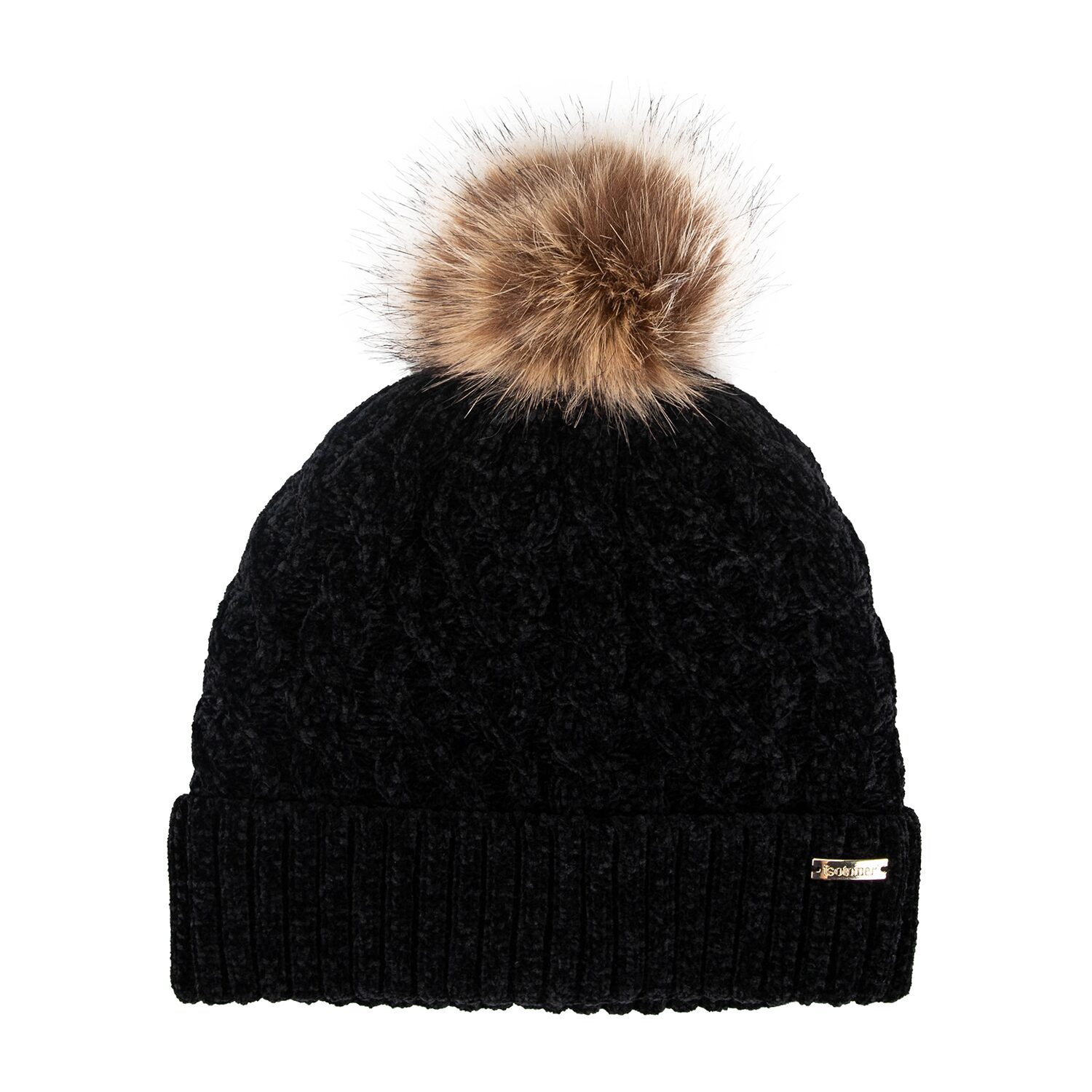Isotoner Cable Knit Womens Pom Beanie