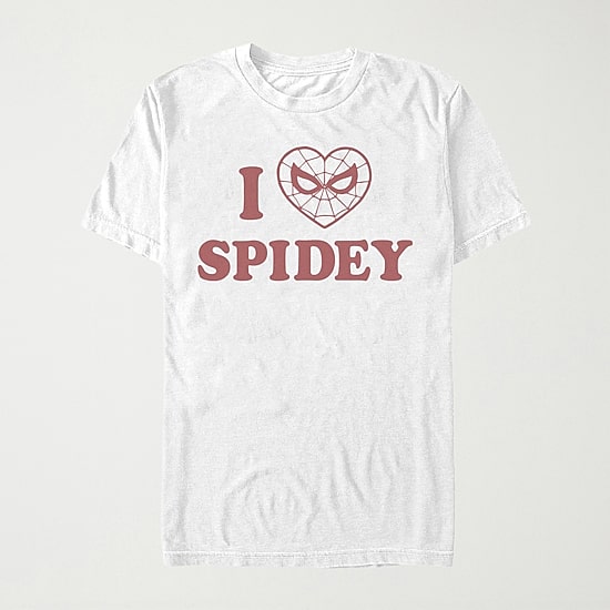 I Heart Spidey Womens Juniors Crew Neck Short Sleeve Regular Fit Spiderman Graphic T-Shirt