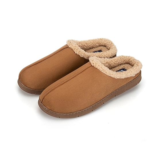 Wembley Sherpa Collar Microsuede Mens Memory Foam Clog Slippers