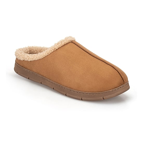 Wembley Sherpa Collar Microsuede Mens Memory Foam Clog Slippers