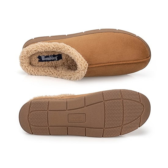 Wembley Sherpa Collar Microsuede Mens Memory Foam Clog Slippers