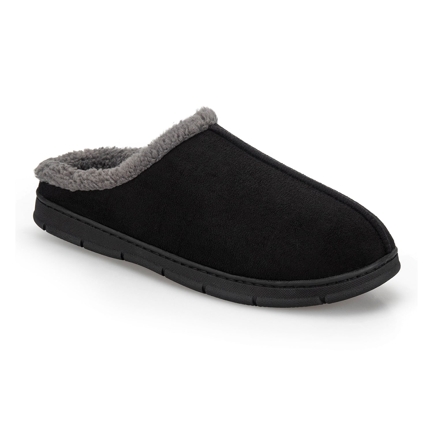 Wembley Sherpa Collar Microsuede Mens Memory Foam Clog Slippers