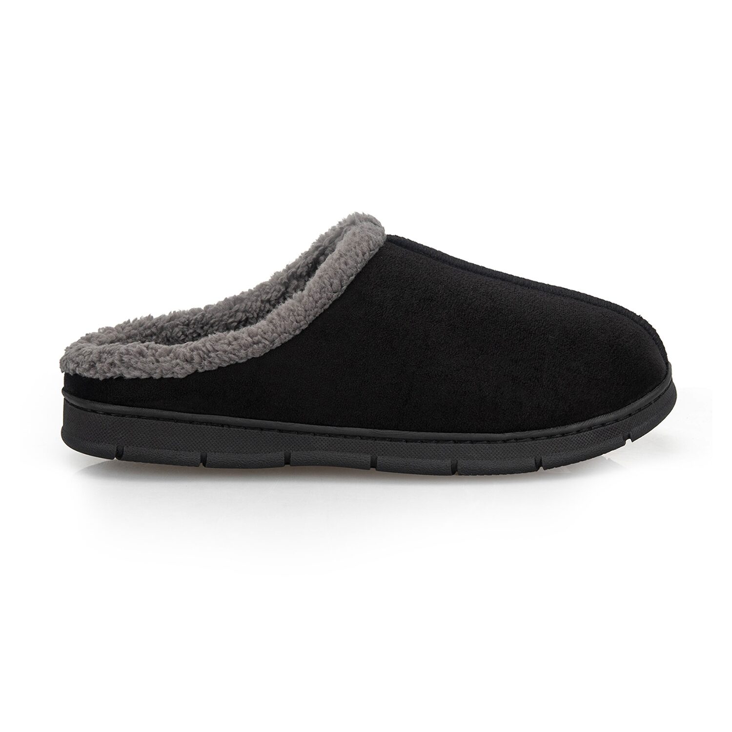 Wembley Sherpa Collar Microsuede Mens Memory Foam Clog Slippers