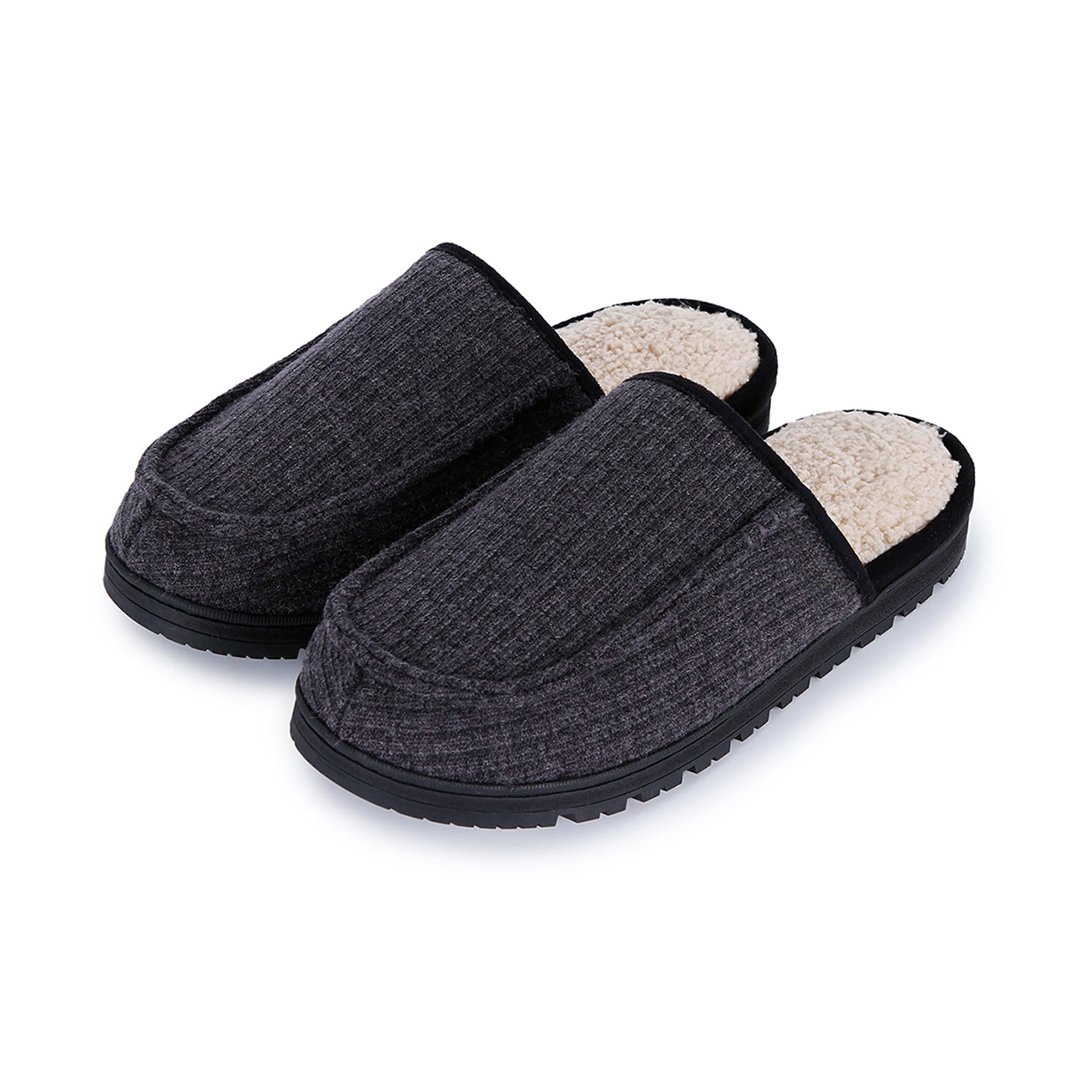 Isotoner Ribbed Sweater Knit Mens Clog Slippers