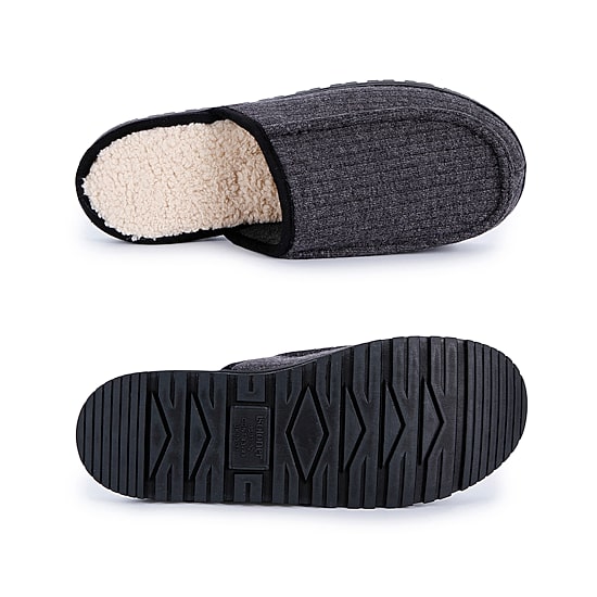Isotoner Ribbed Sweater Knit Mens Clog Slippers