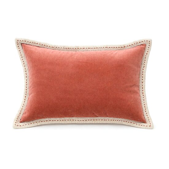 Vibhsa Velvet Solid Stritch Rectangular Throw Pillow