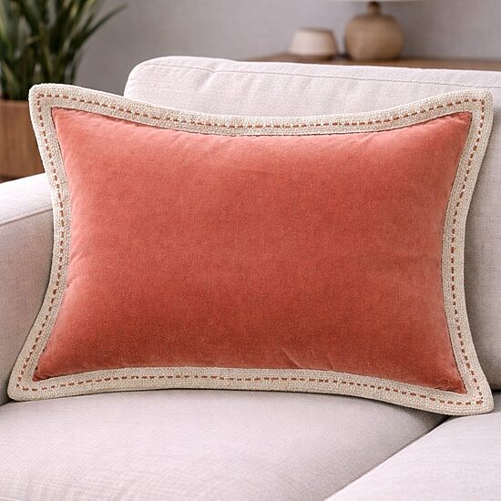 Vibhsa Velvet Solid Stritch Rectangular Throw Pillow