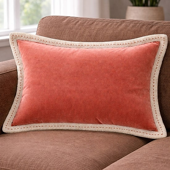 Vibhsa Velvet Solid Stritch Rectangular Throw Pillow