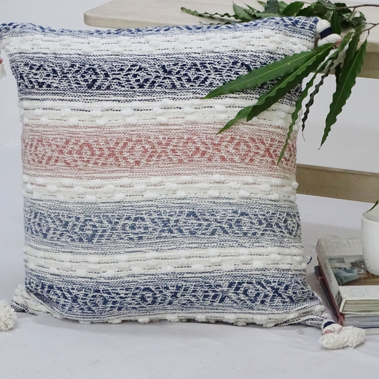 Vibhsa Tassels Square Throw Pillow
