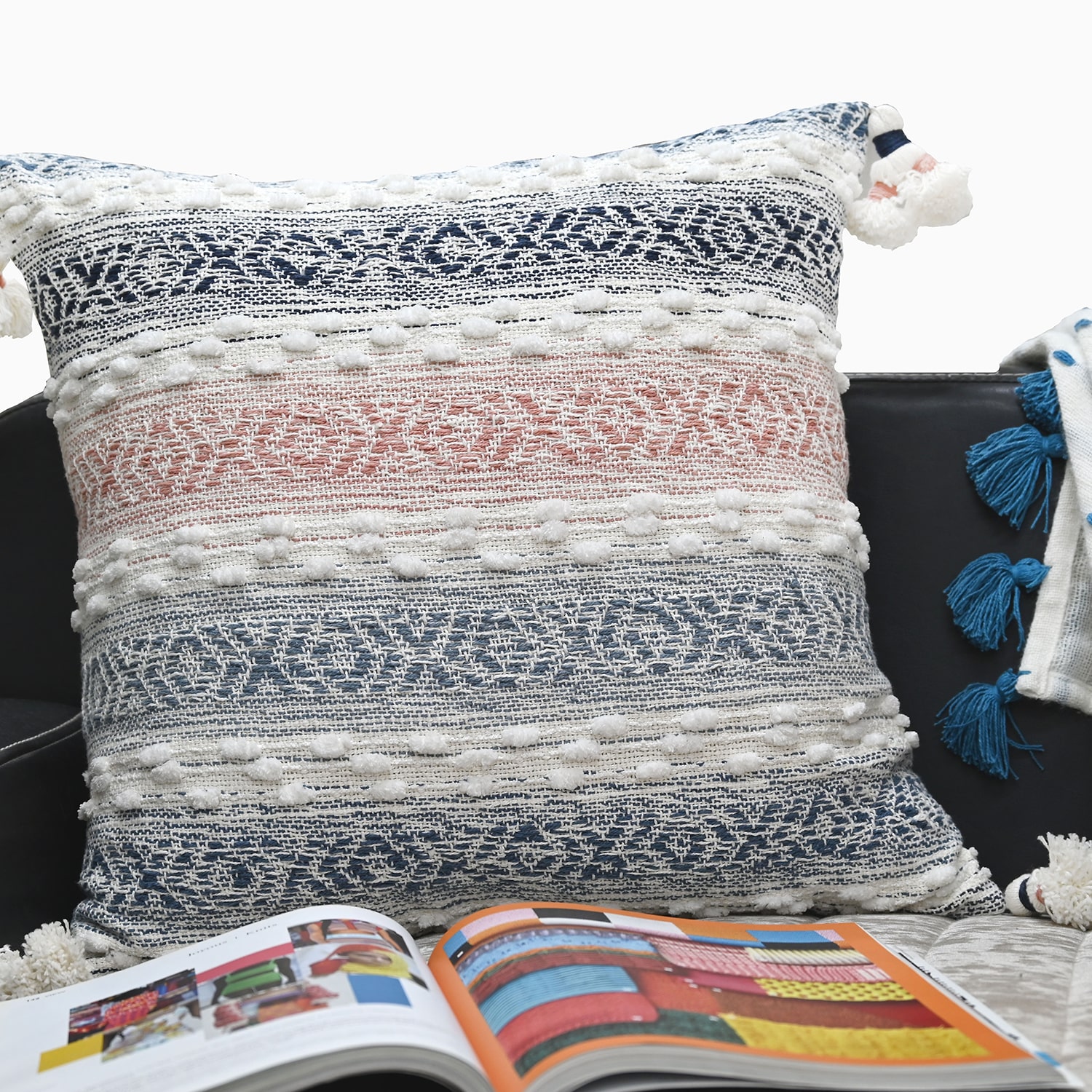 Vibhsa Tassels Square Throw Pillow