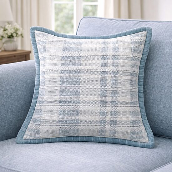Vibhsa Soft Blue Flange Square Throw Pillow