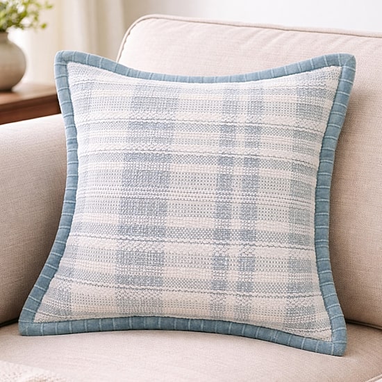 Vibhsa Soft Blue Flange Square Throw Pillow