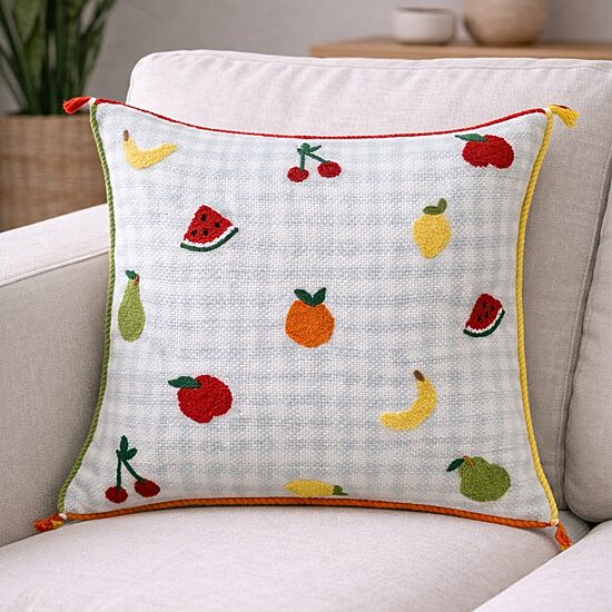 Vibhsa Tiny Fruits Square Throw Pillow