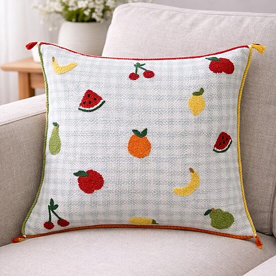 Vibhsa Tiny Fruits Square Throw Pillow