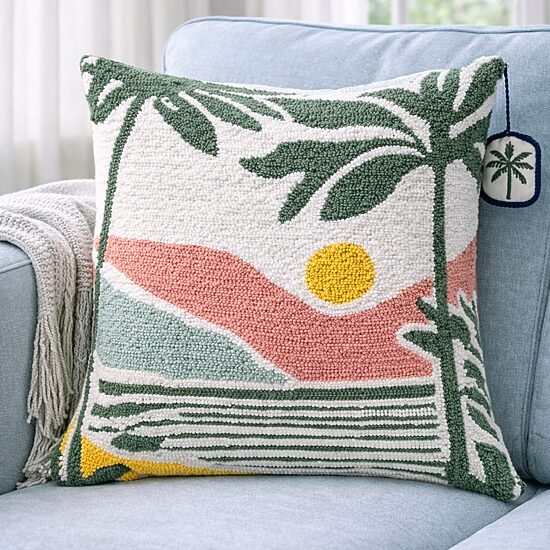Vibhsa Sunset Beach Square Throw Pillow