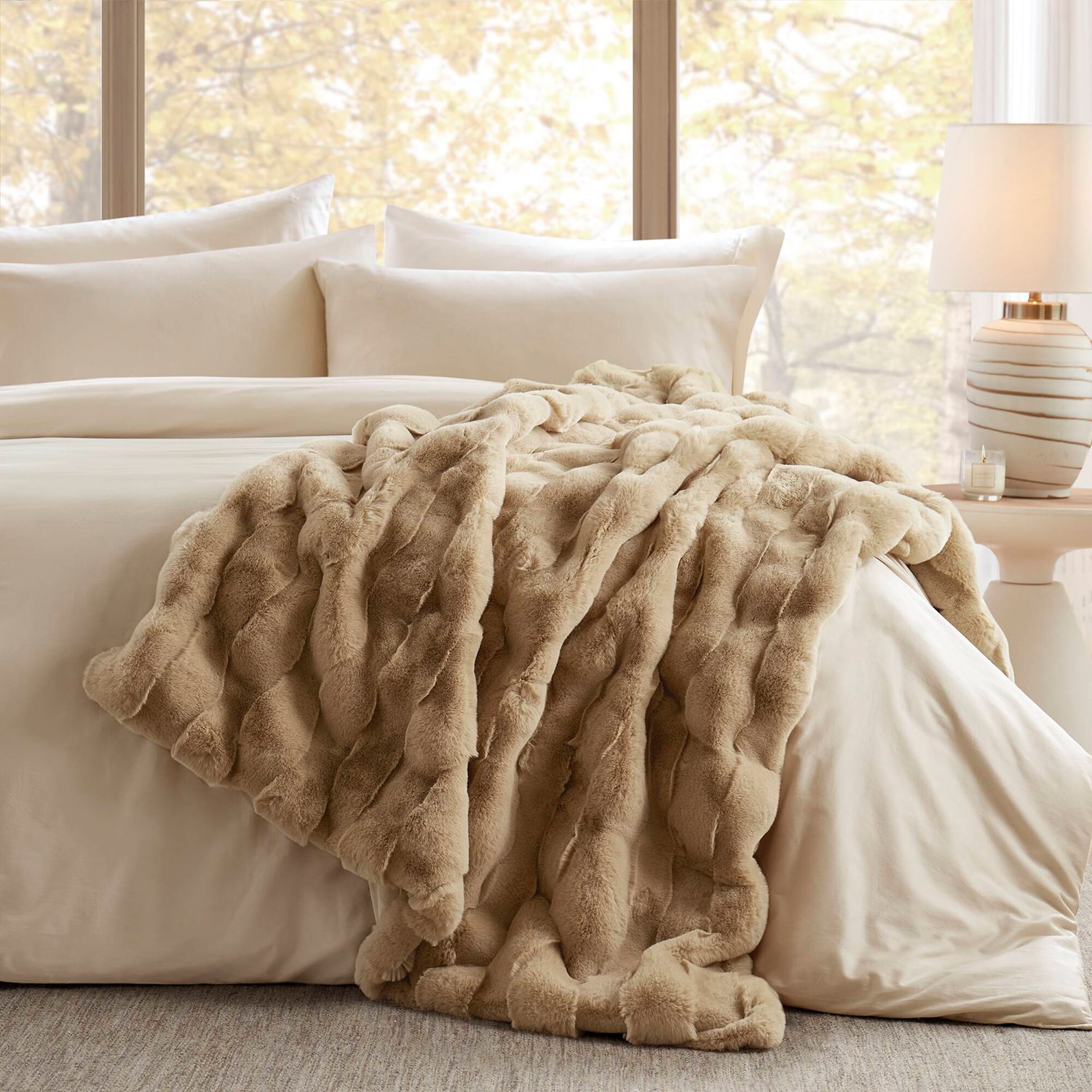 Madison Park Camille Faux Fur Washable Midweight Throw