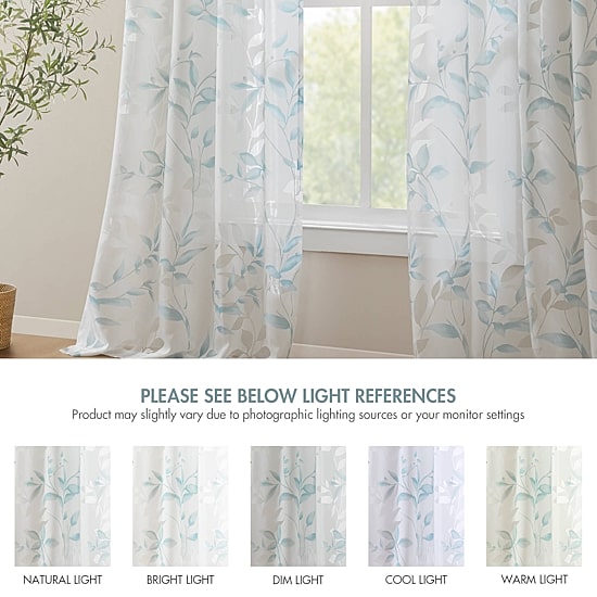 Madison Park Vera Burnout Printed Grommet Top Sheer Set of 2 Curtain Panel
