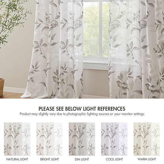 Madison Park Vera Burnout Printed Grommet Top Sheer Set of 2 Curtain Panel
