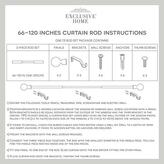 Exclusive Home Curtains Duke 1 IN Adjustable Curtain Rod