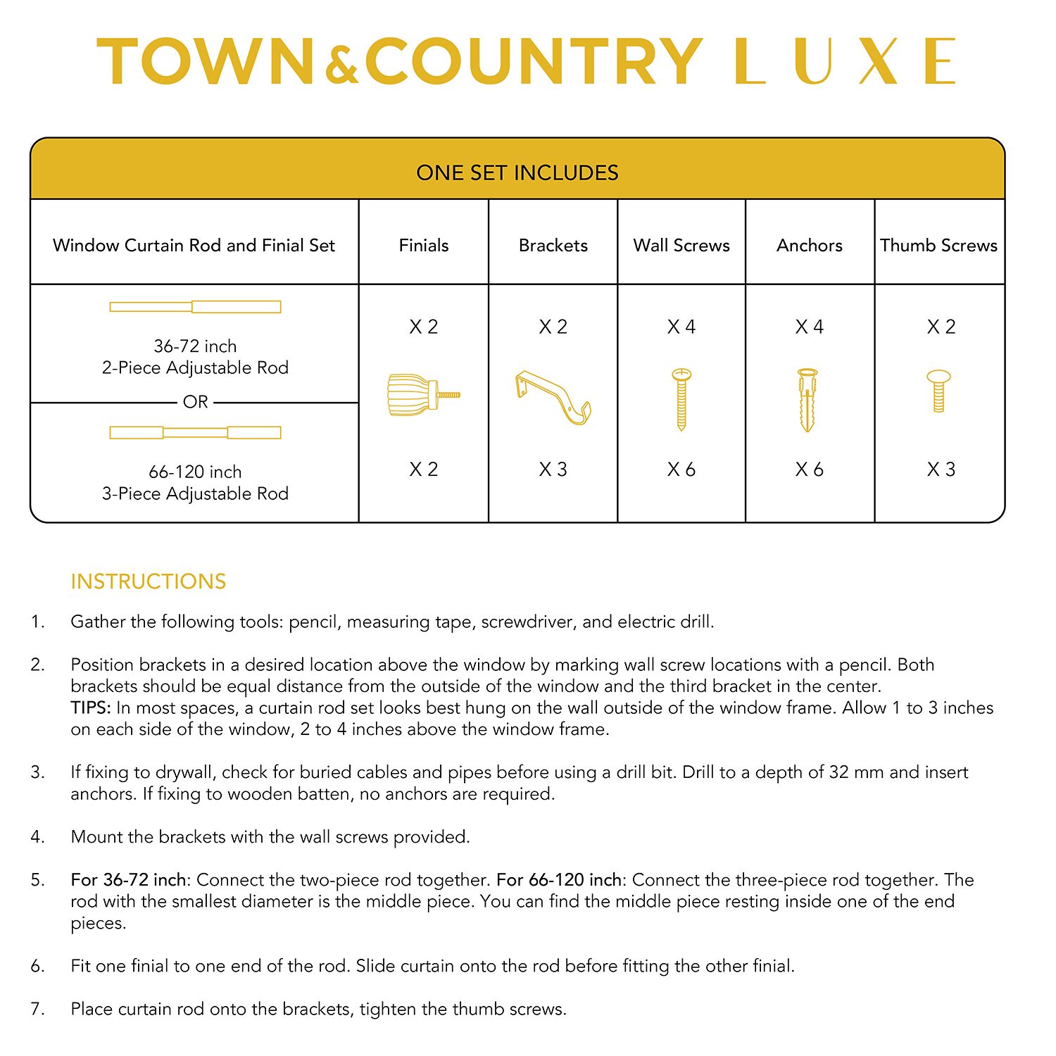Town And Country Marbled Flute 1 Adjustable Curtain Rod