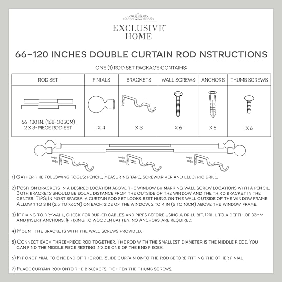 Exclusive Home Curtains Crystal Ball/Topper Double Curtain Rod