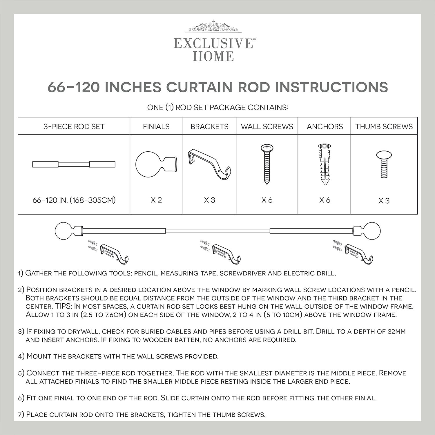 Exclusive Home Curtains Crystal Ball 1 Adjustable Curtain Rod