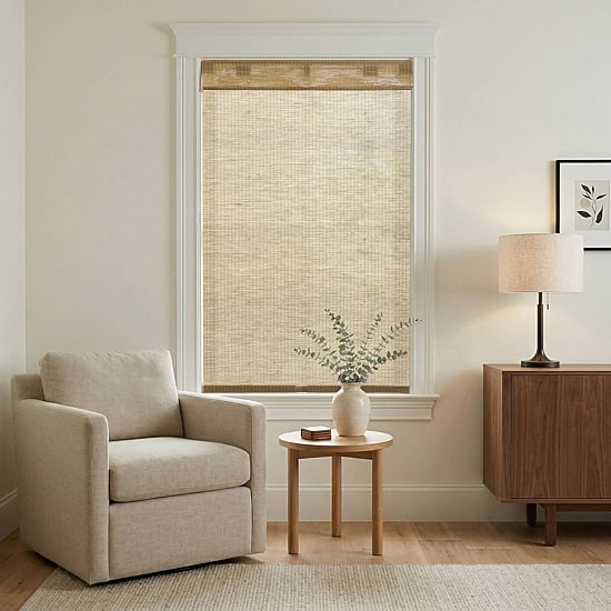 Madison Park Nordic No Drill Jute Blend Cordless Light-Filtering Roman Shade