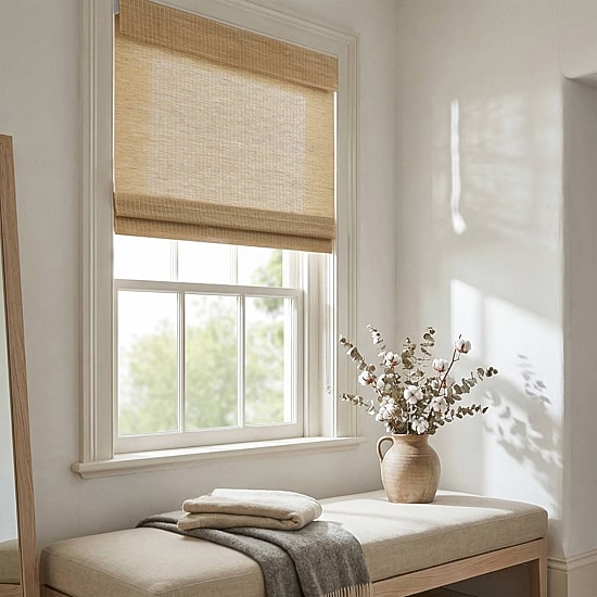 Madison Park Nordic No Drill Jute Blend Cordless Light-Filtering Roman Shade