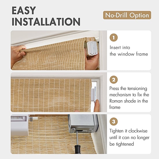 Madison Park Nordic No Drill Jute Blend Cordless Light-Filtering Roman Shade