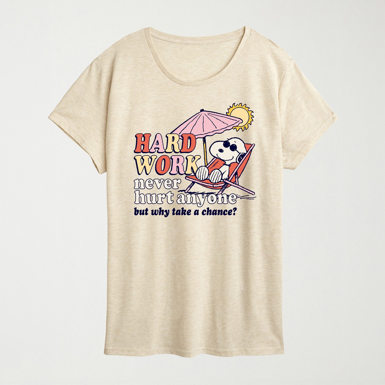 Womens Crew Neck Short Sleeve Regular Fit Peanuts Snoopy Graphic T-Shirt