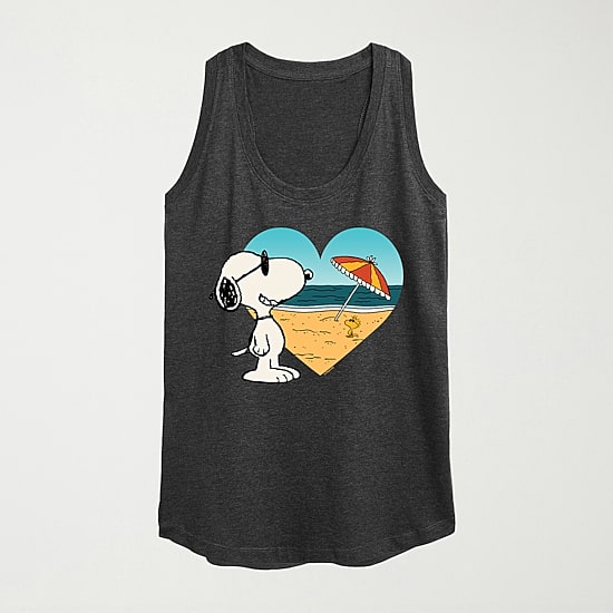 Womens Crew Neck Sleeveless Peanuts Snoopy Tank Top