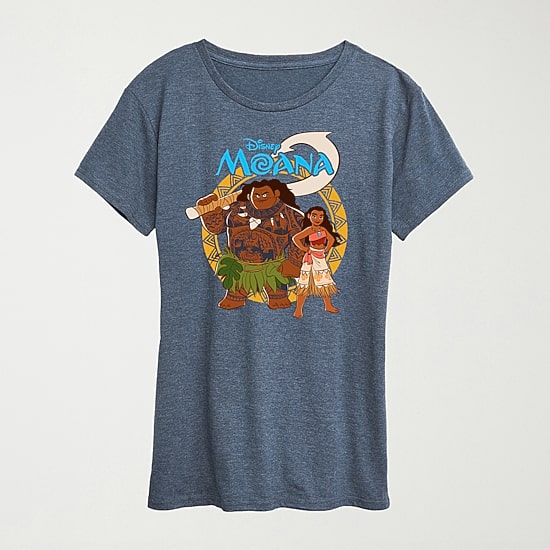 Womens Crew Neck Short Sleeve Regular Fit Moana Graphic T-Shirt