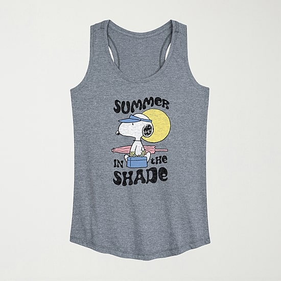 Womens Scoop Neck Sleeveless Peanuts Snoopy Tank Top