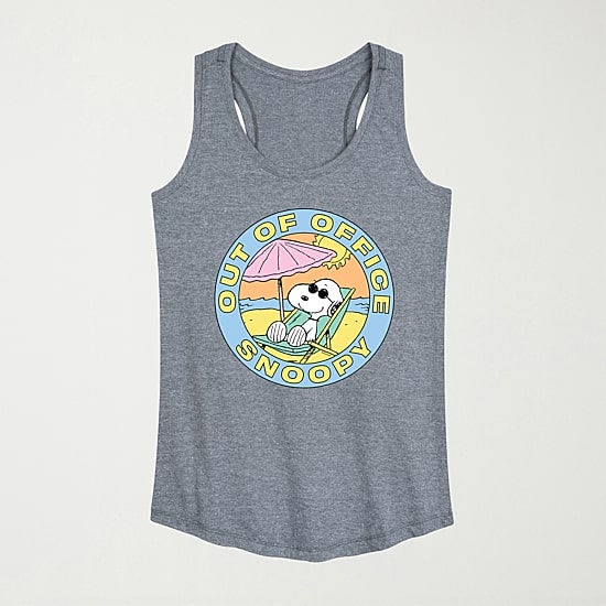 Womens Scoop Neck Sleeveless Peanuts Snoopy Tank Top