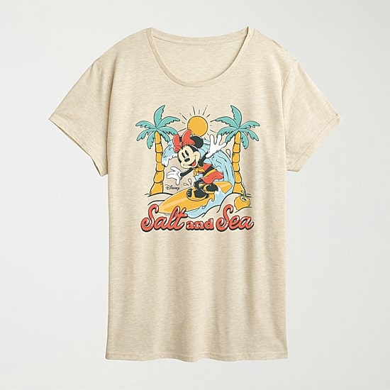 Womens Crew Neck Short Sleeve Regular Fit Minnie Mouse Graphic T-Shirt