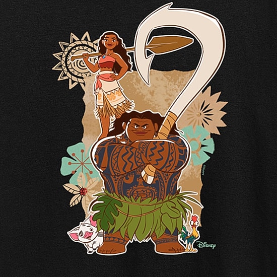 Womens Crew Neck Short Sleeve Regular Fit Moana Graphic T-Shirt