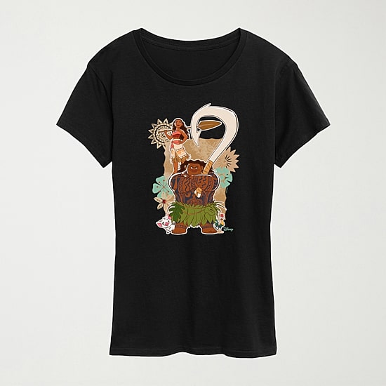 Womens Crew Neck Short Sleeve Regular Fit Moana Graphic T-Shirt