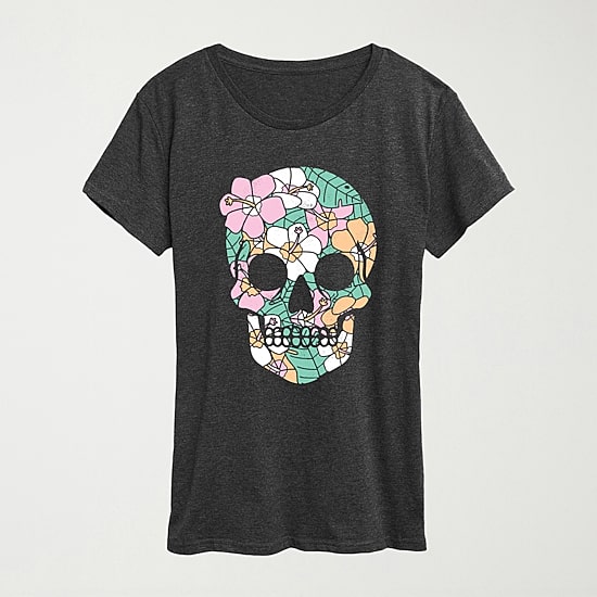 Womens Crew Neck Short Sleeve Regular Fit Graphic T-Shirt