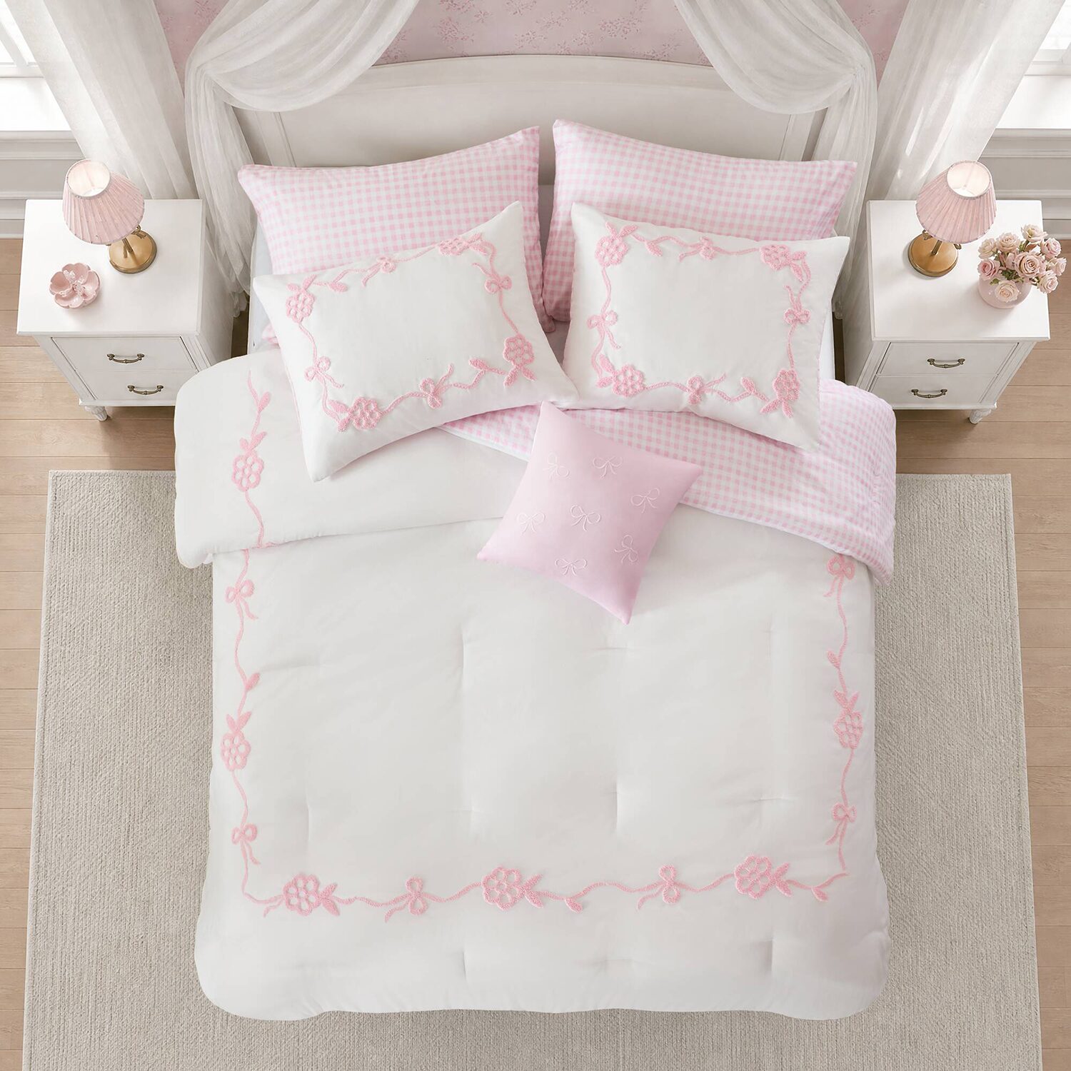 Intelligent Design Eloise Floral Bow Embroidered 6-pc. Lightweight Reversible Easy Care Comforter Set