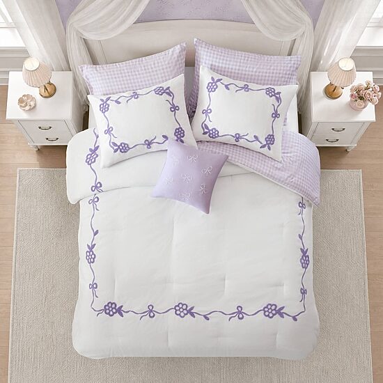 Intelligent Design Eloise Floral Bow Embroidered 6-pc. Comforter Set with Throw Pillow