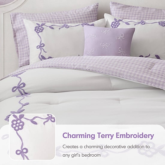 Intelligent Design Eloise Floral Bow Embroidered 6-pc. Comforter Set with Throw Pillow