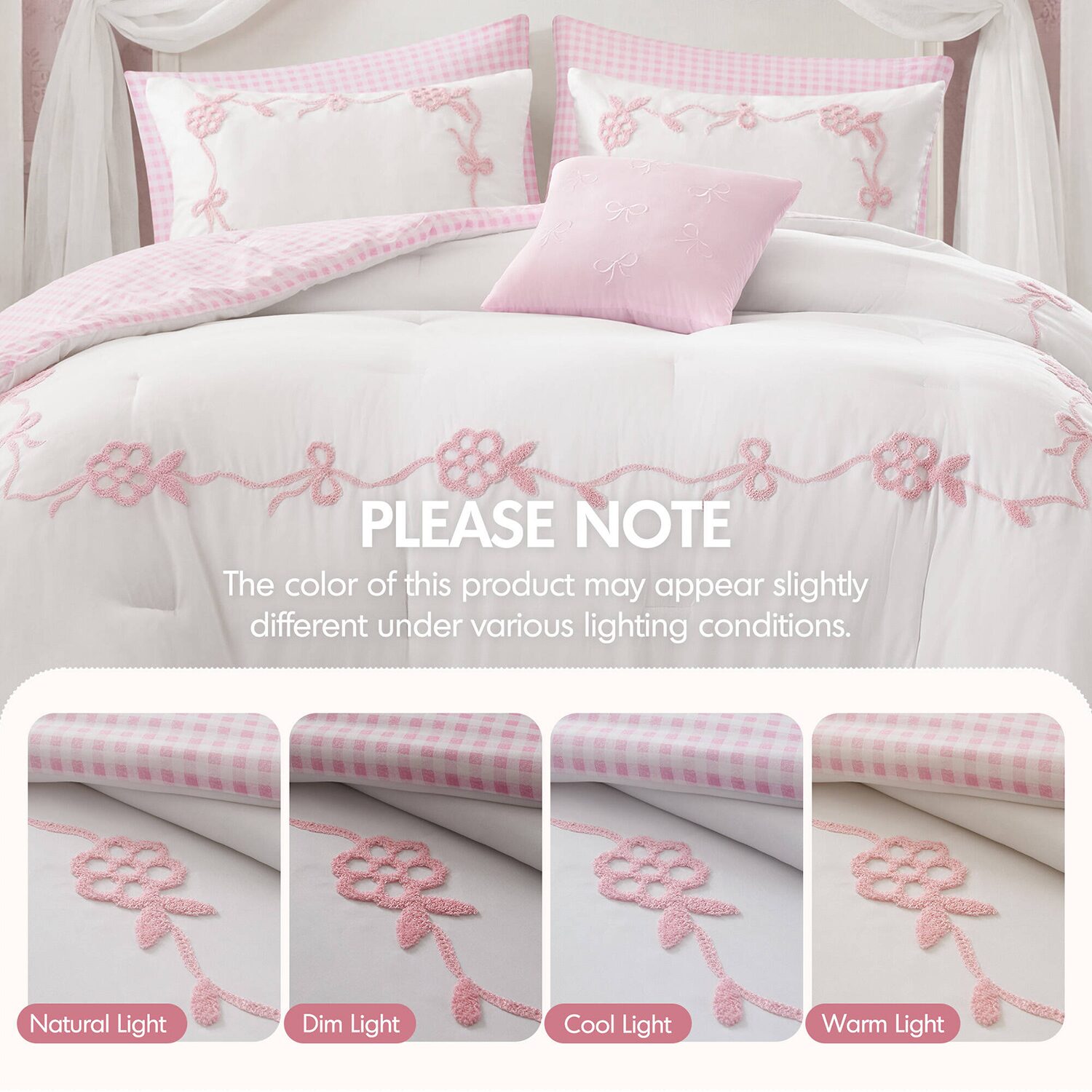Intelligent Design Eloise Floral Bow Embroidered 6-pc. Lightweight Reversible Easy Care Comforter Set