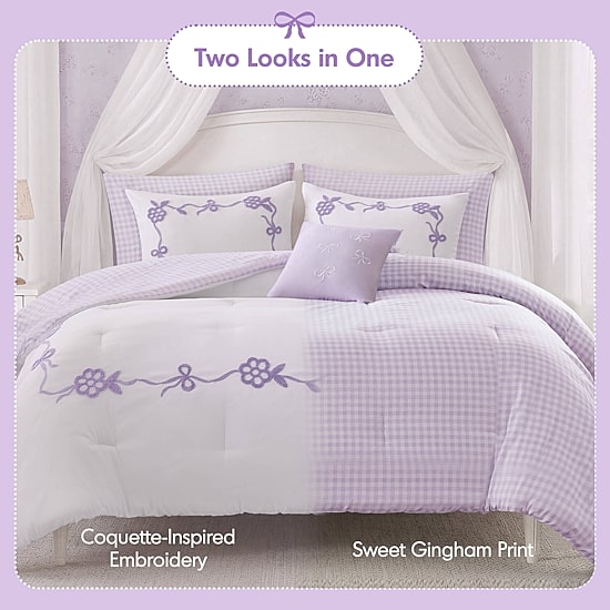 Intelligent Design Eloise Floral Bow Embroidered 6-pc. Comforter Set with Throw Pillow