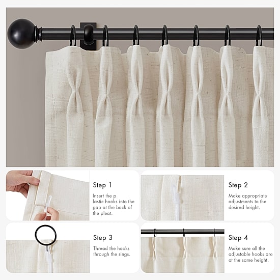 Madison Park Pinch Pleat Back Tab Light-Filtering Set of 2 Curtain Panel