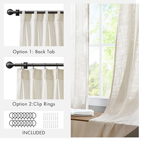 Madison Park Pinch Pleat Back Tab Light-Filtering Set of 2 Curtain Panel