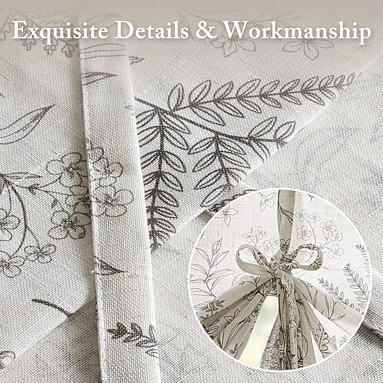 Madison Park Lana Linen Blend Floral Print Light-Filtering Rod Pocket Single Tie-Up Shade