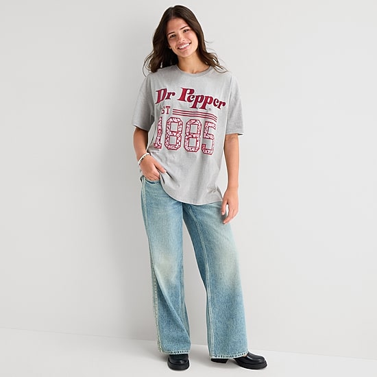 Dr Pepper Hot Tee Womens Juniors Crew Neck Short Sleeve Oversized Graphic T-Shirt