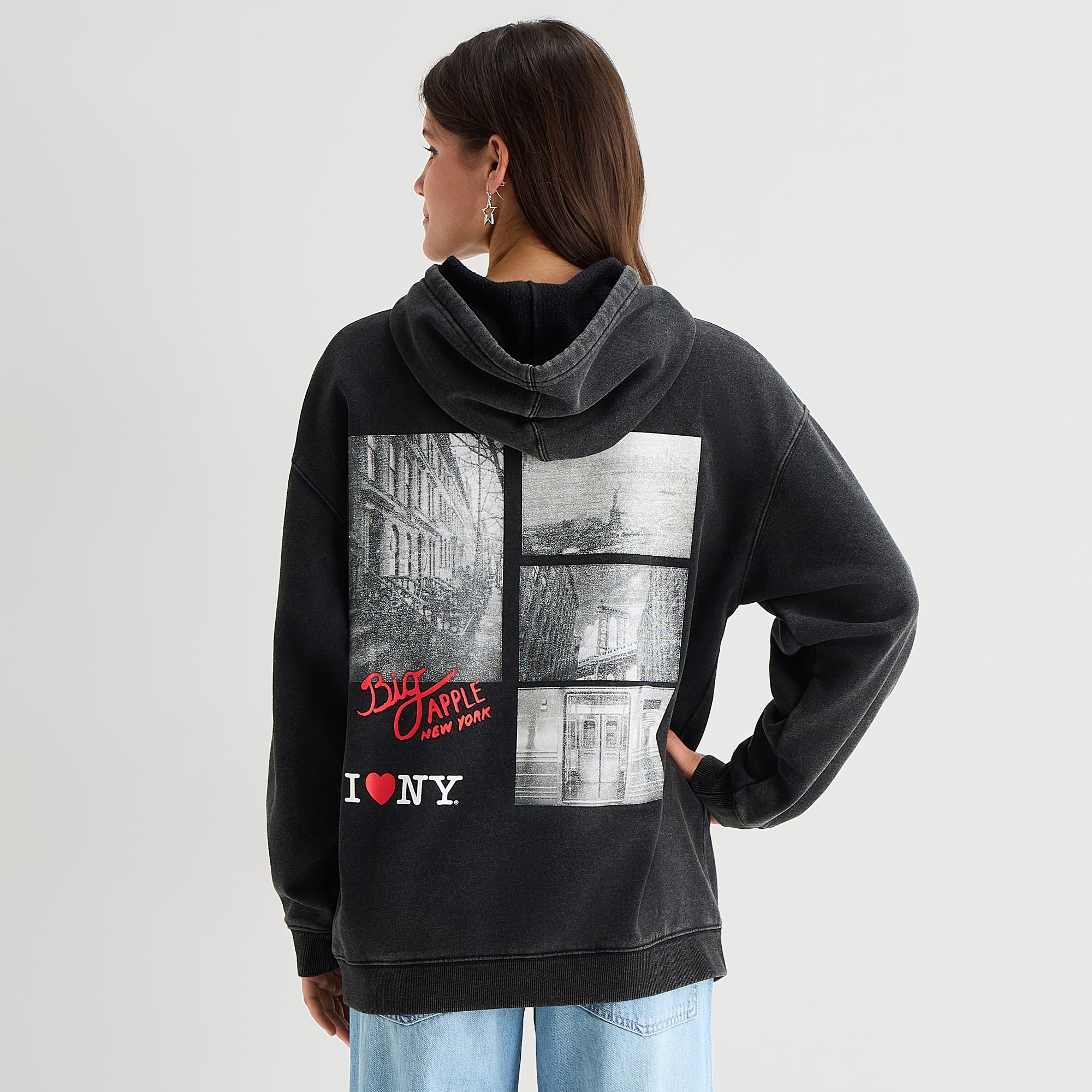 New York Hoodie Womens Juniors Long Sleeve Fleece